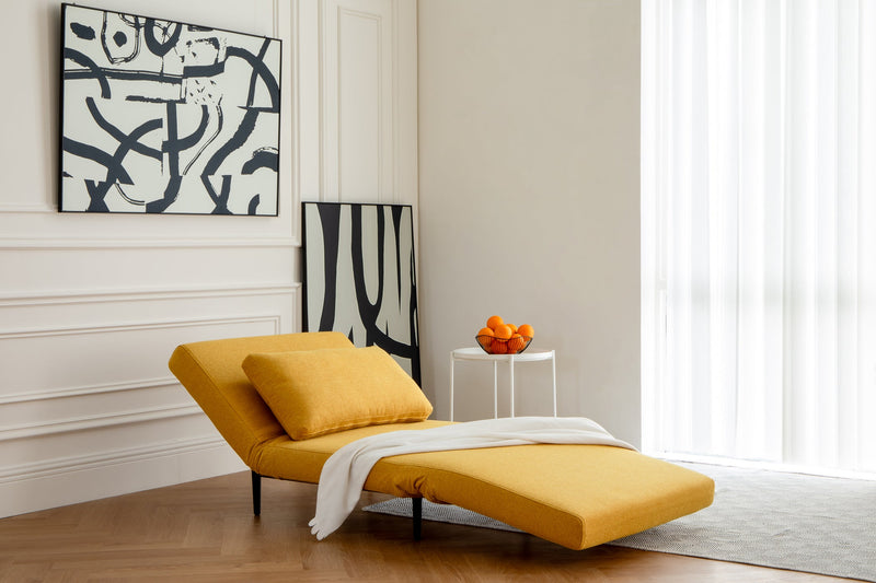 Alna chair bed in lounge position Tuscany yellow