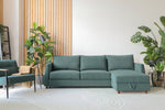 Bergen Sectional Sofa Bed Emerald Green