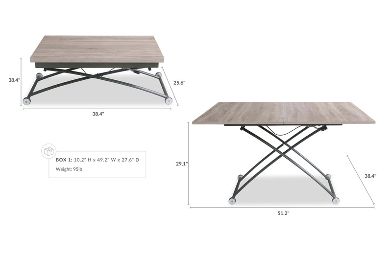 Functional table multi-purpose table smart furniture adjustable height adjustable width coffee table