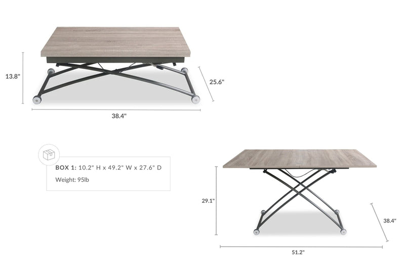 Functional table multi-purpose table smart furniture adjustable height adjustable width coffee table