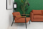 Porta Arm Chair Bronze Orange Wood and Metal d arms